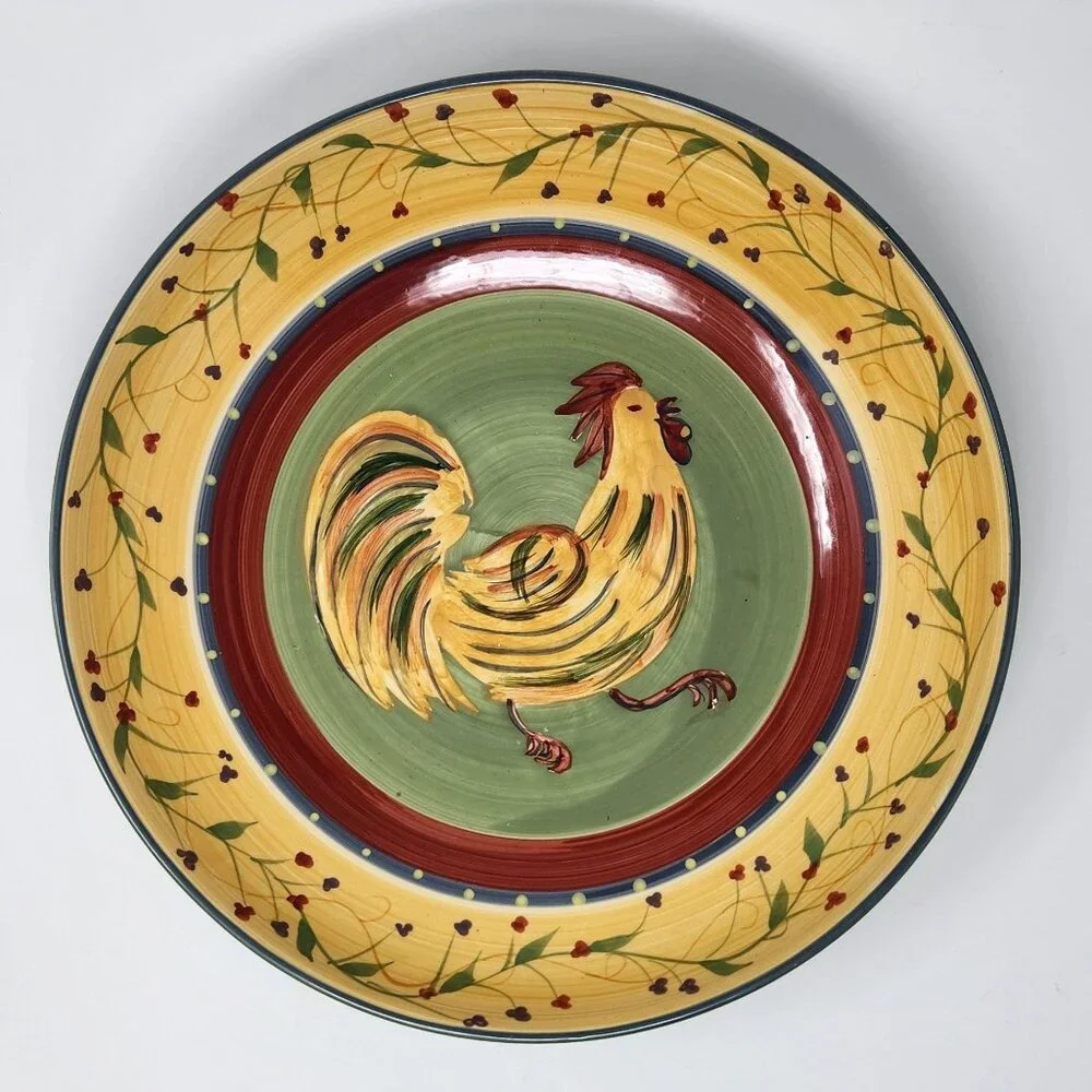Vintage Large Pasta Serving Bowl - 222 Fifth Chez Rooster - 13.25